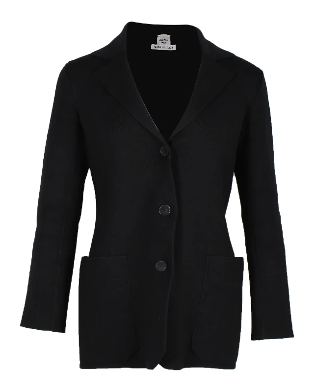 Hermes Knit Blazer in Black Wool UV protection sweaters