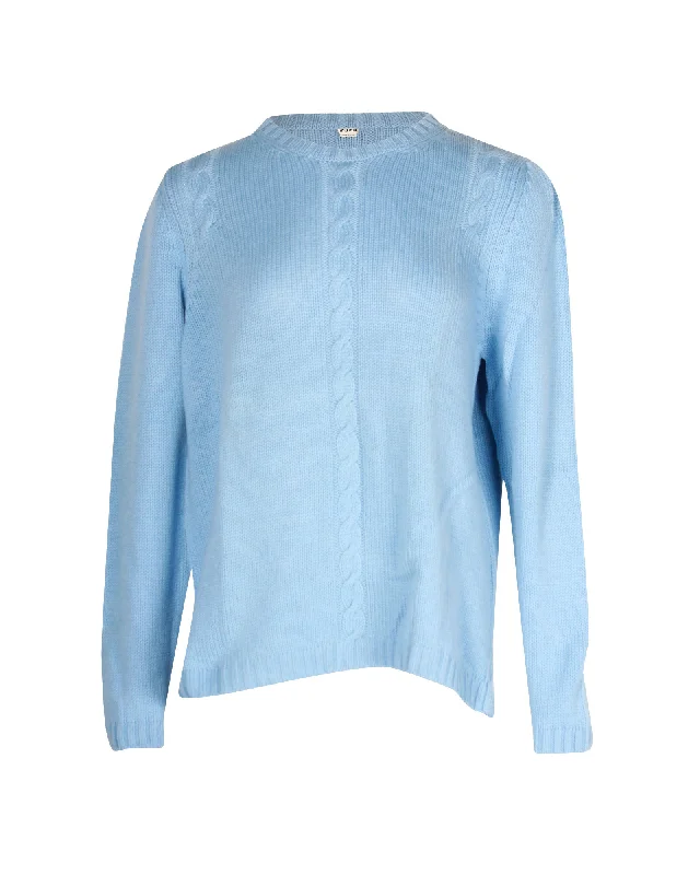 Miu Miu Cable-Knit Sweater in Blue Cashmere Trendy oversized sweaters