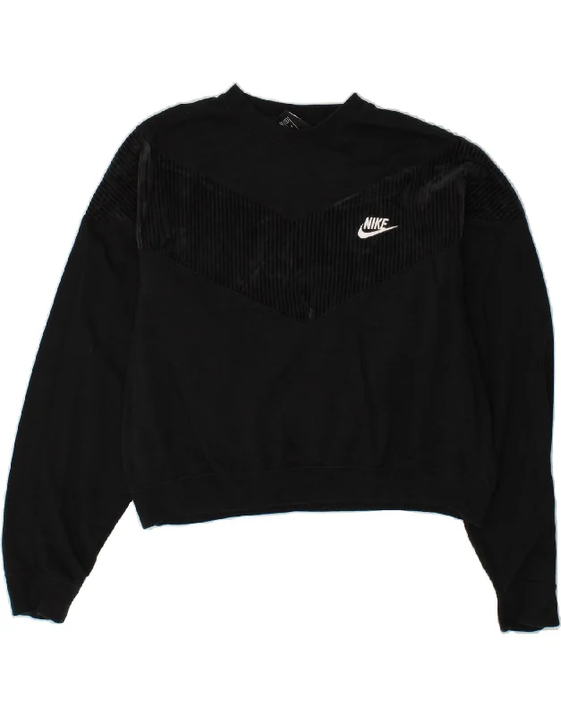 NIKE Womens Oversized Crop Sweatshirt Jumper UK 14 Medium Black Comfortable sweaters for all seasons