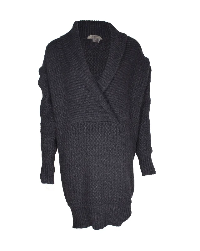 Stella McCartney Knitted Chunky Cardigan in Dark Grey Wool Best sweaters for formal occasions