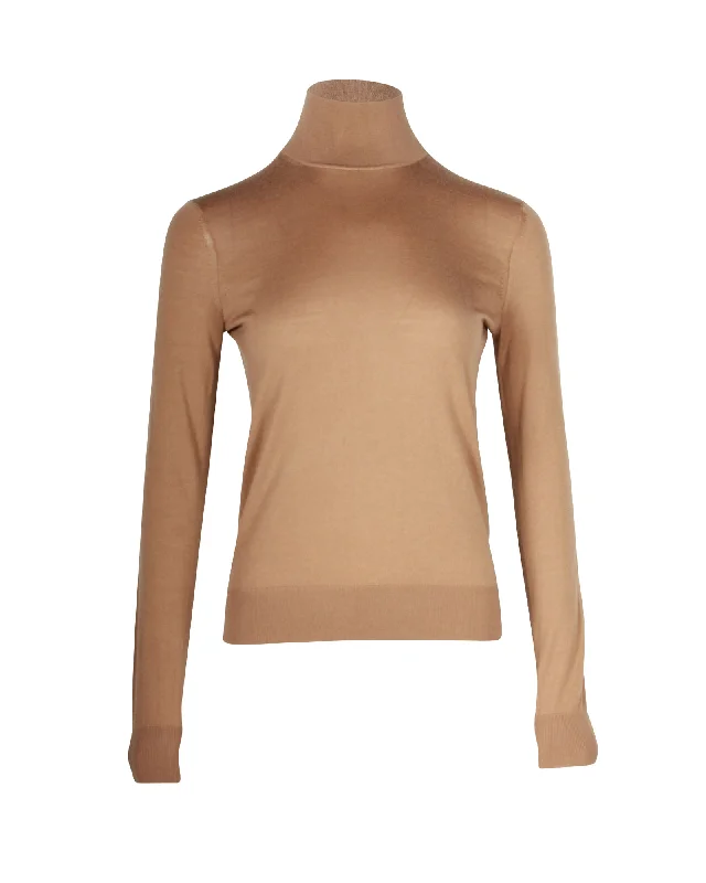 Theory Turtleneck Sweater in Brown Regal Wool Cropped sweaters