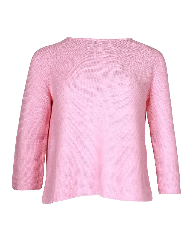 Weekend by Max Mara Crewneck Knit Sweater in Pink Cotton Kids' sweaters