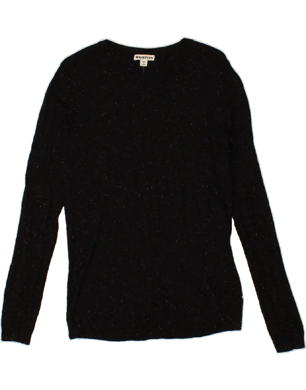 WHISTLES Womens Boat Neck Jumper Sweater UK 12 Medium Black Flecked High-end sweaters