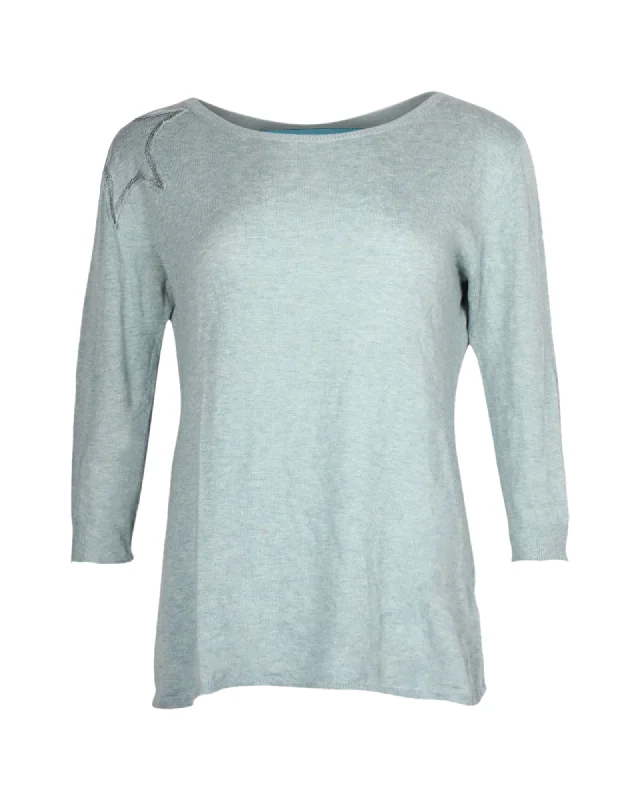 Zadig & Voltaire Star Embellished Top in Blue Cotton Fleece sweaters