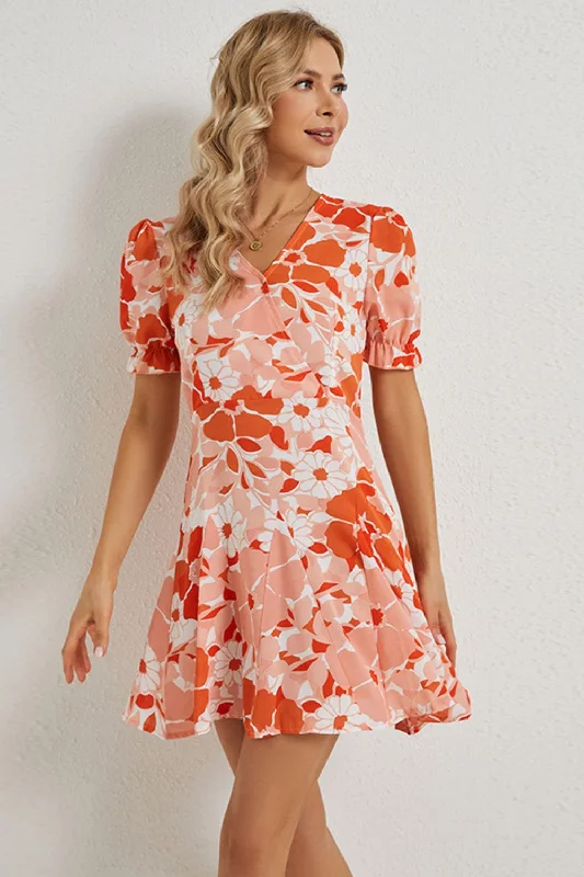 Floral Surplice Neck Flounce Sleeve Dress Fashion Nova mini dresses