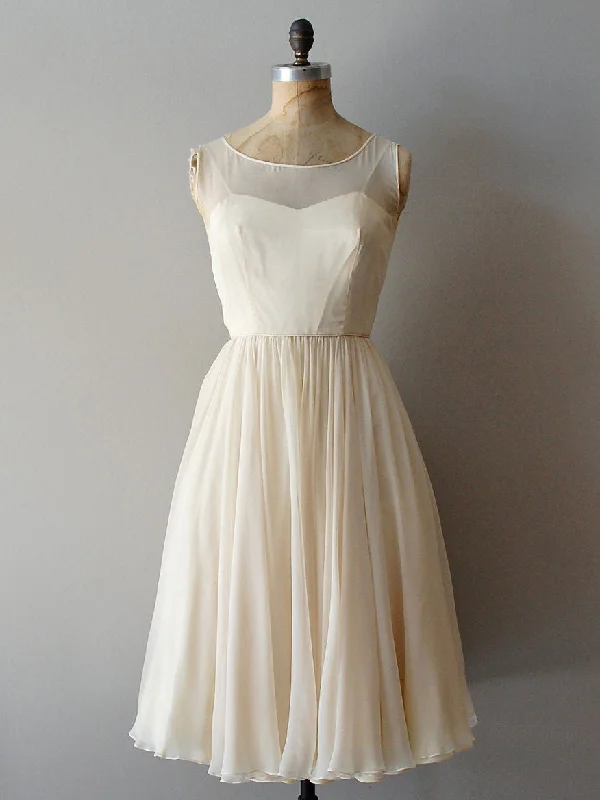 Retro Short Chiffon Wedding Reception Dress | DV3019 Princess Wedding Dress