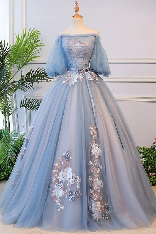 Victorian Vintage Style Long Dusty Blue Evening Dress AL3002 Wedding Dress Style