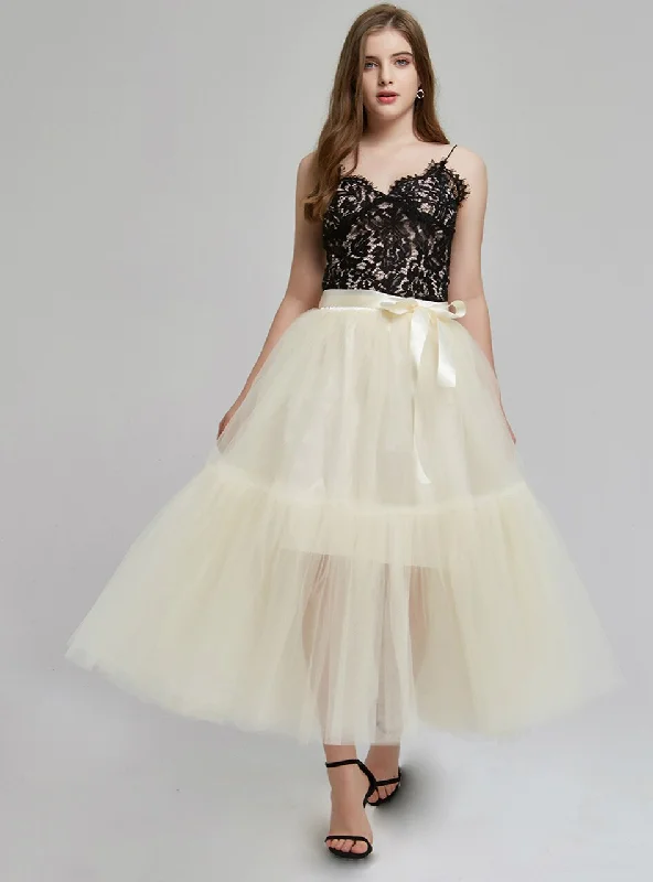 4 Layers Beige Tulle Tutu Skirt Everyday wear unclassified skirts