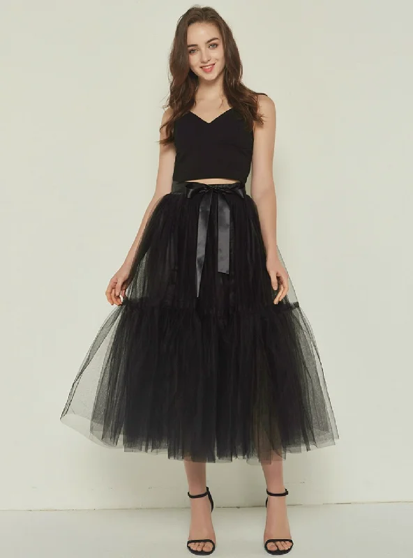 4 Layers Black Tulle Tutu Skirt Office unclassified skirts