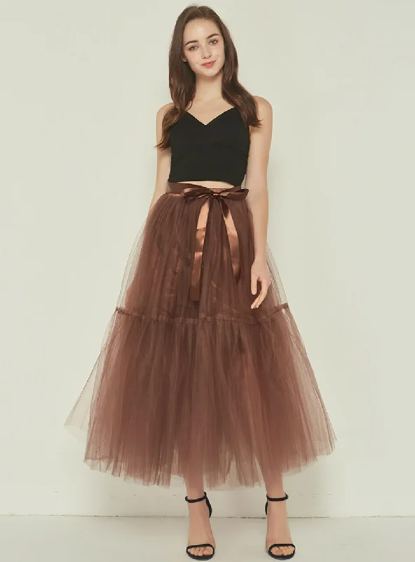 4 Layers Coffee Tulle Tutu Skirt Engagement unclassified skirts