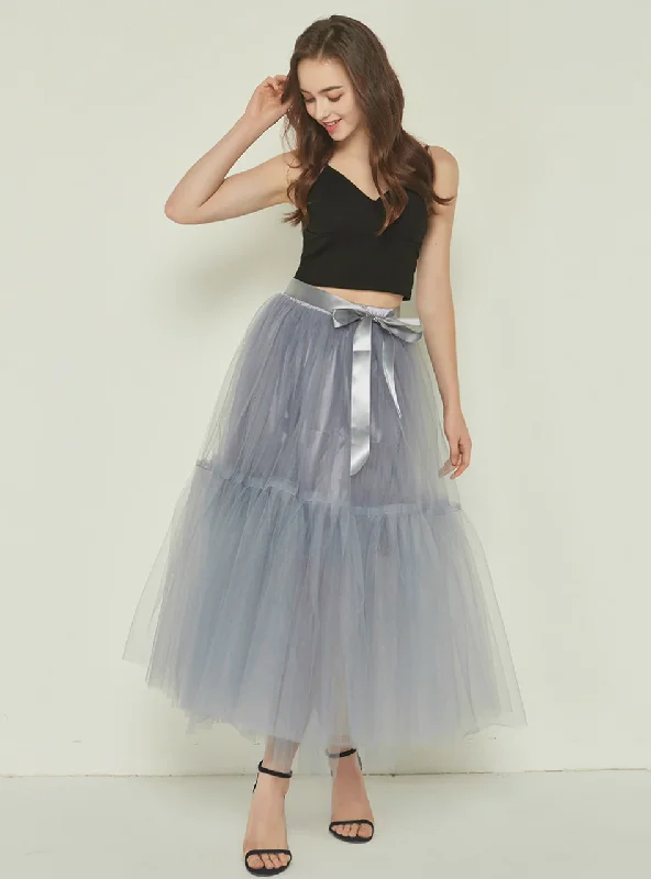 4 Layers Gray Tulle Tutu Skirt Holiday unclassified skirts