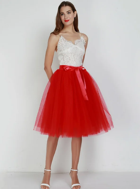 7 Layers Red Tulle Tutu Skirt Sexy unclassified skirts