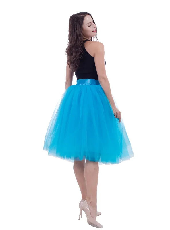 Blue Gauze Belt Puff Tulle Skirt Mesh unclassified skirts