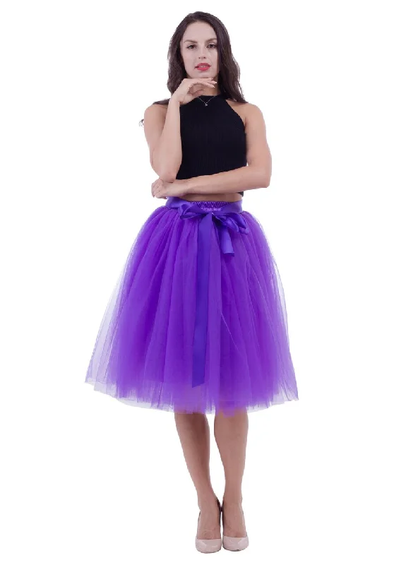 Dark Purple Belt Puff Dance Tulle Skirt Party unclassified skirts