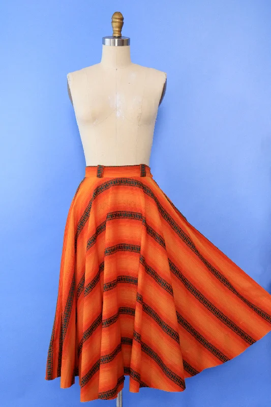 Justin McCarty Sunset Stripe Circle Skirt XS Wrap unclassified skirts