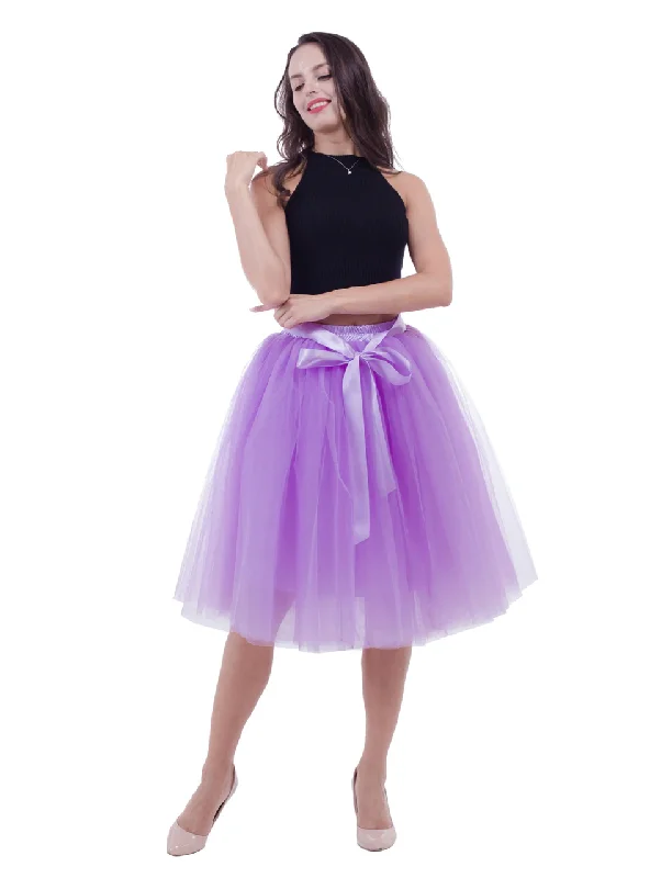 Lavender Belt Puff Tulle Skirt Breathable unclassified skirts