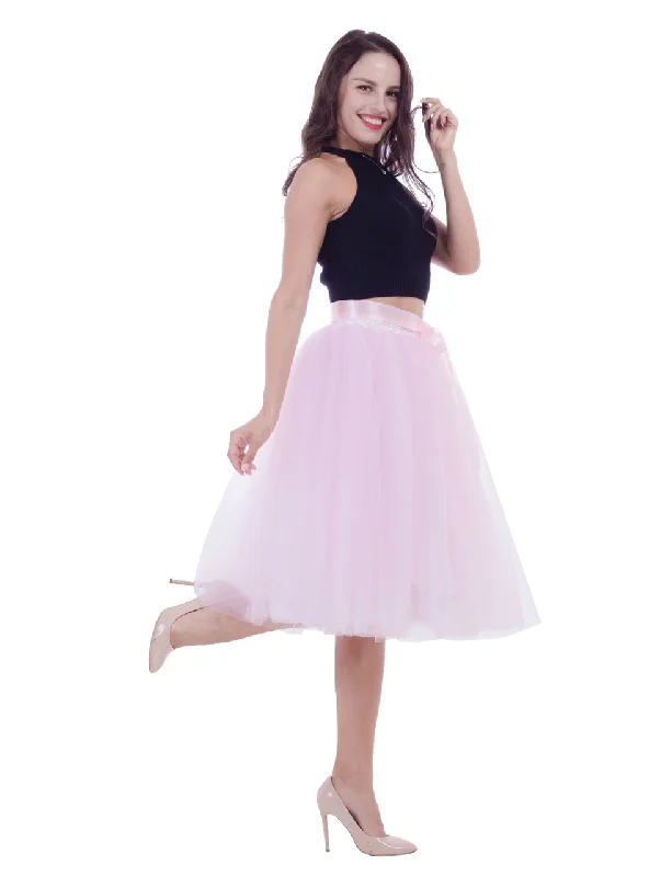 Pink Belt Puff Dance Tulle Skirt Wedding guest unclassified skirts