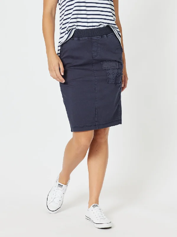 Portia Cotton Skirt - Navy Side-tie unclassified skirts