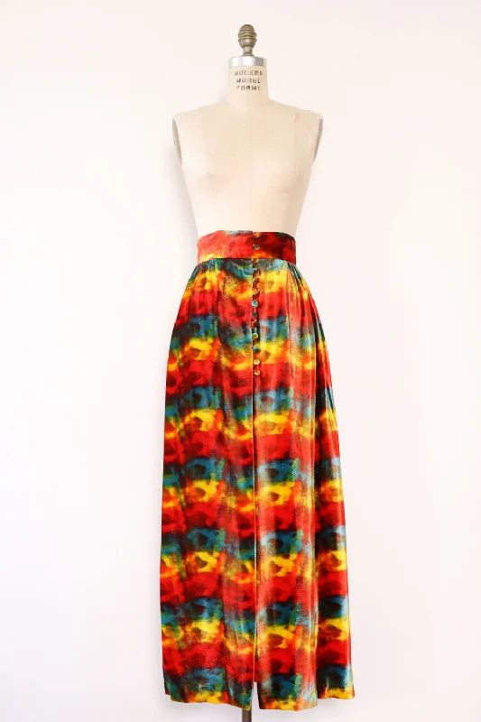 Rainbow Velvet High Slit Skirt M Club unclassified skirts