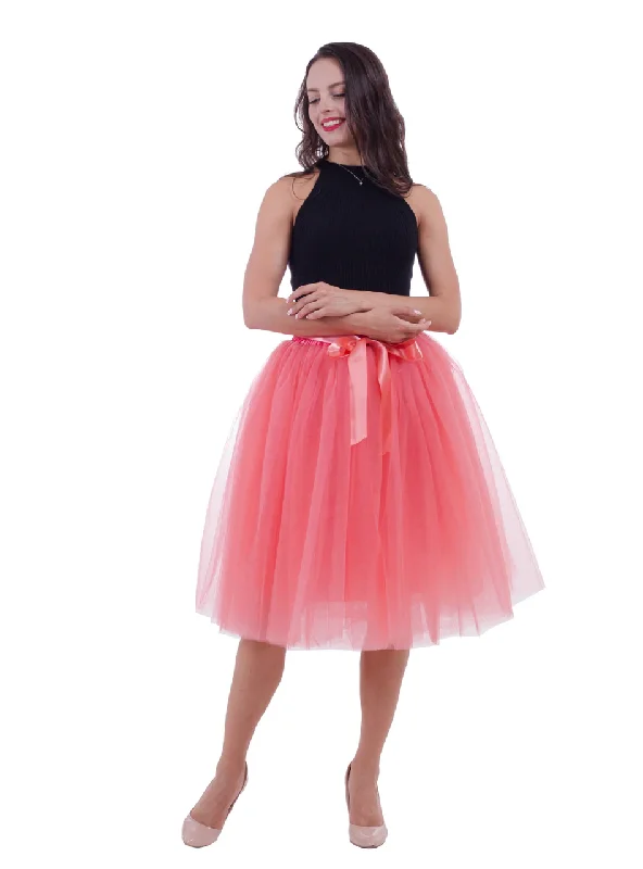 Watermelon Red Gauze Belt Puff Tulle Skirt Cotton unclassified skirts