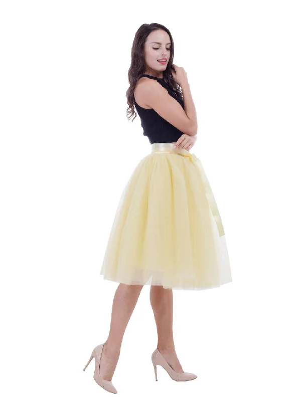 Yellow Gauze Belt Puff Tulle Skirt Velvet unclassified skirts