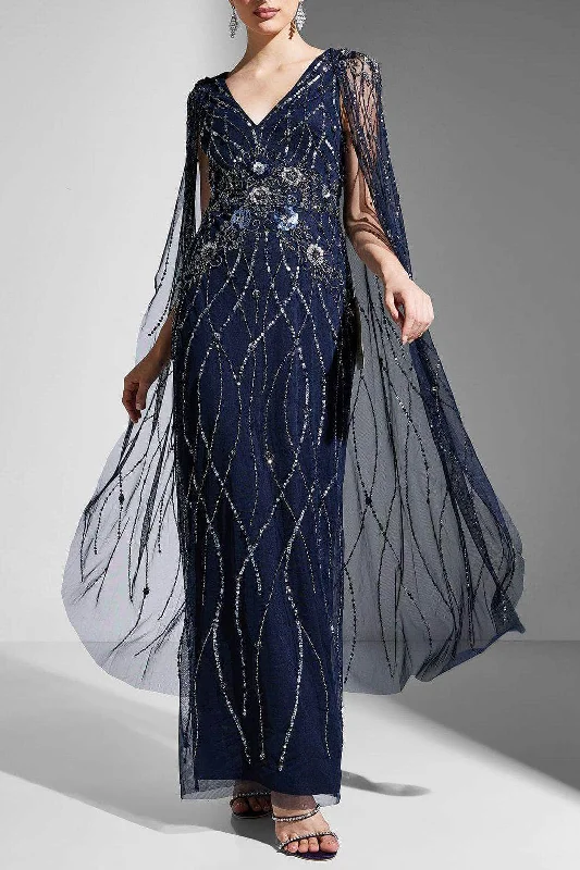 Adrianna Papell AP1E210623 - Sheer Long Cape Evening Dress Hot new arrivals in party dresses