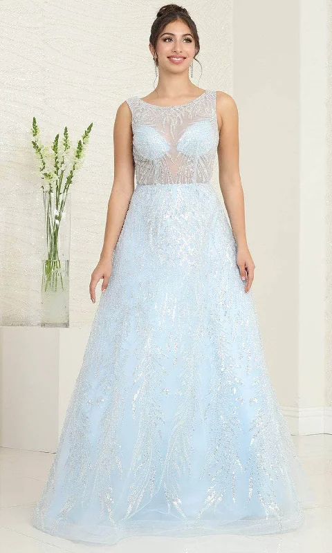 May Queen RQ8081 - Illusion Bodice Scoop Prom Gown Trendy party dresses under $50