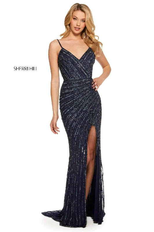 Sherri Hill 53037 - Beaded V-Neck Evening Dress Sexy little black party dresses