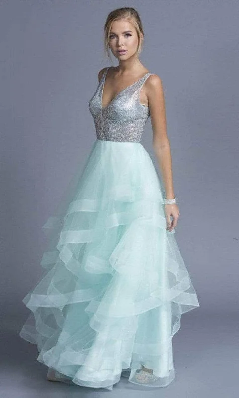 Trevi Collection - L1974 Plunging V Neck Sleeveless Prom Gown Designer party dresses