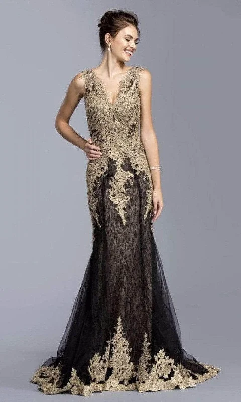 Trevi Collection - L2009 Applique V-Neck Evening Dress Best value party dresses