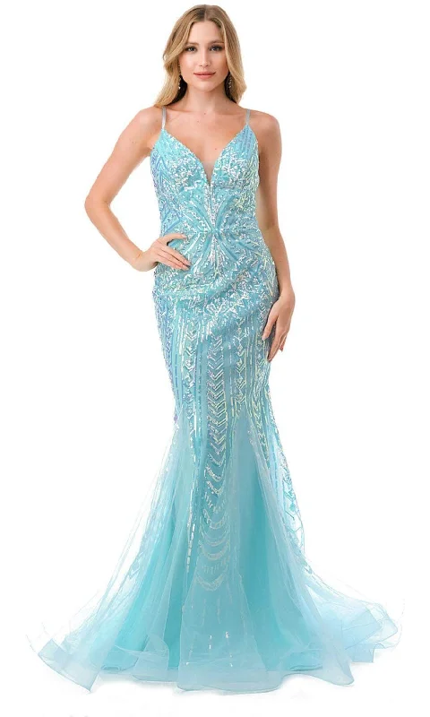 Trevi Collection L2816J - Deep V-Neck Sleeveless Evening Gown Sequin party dresses