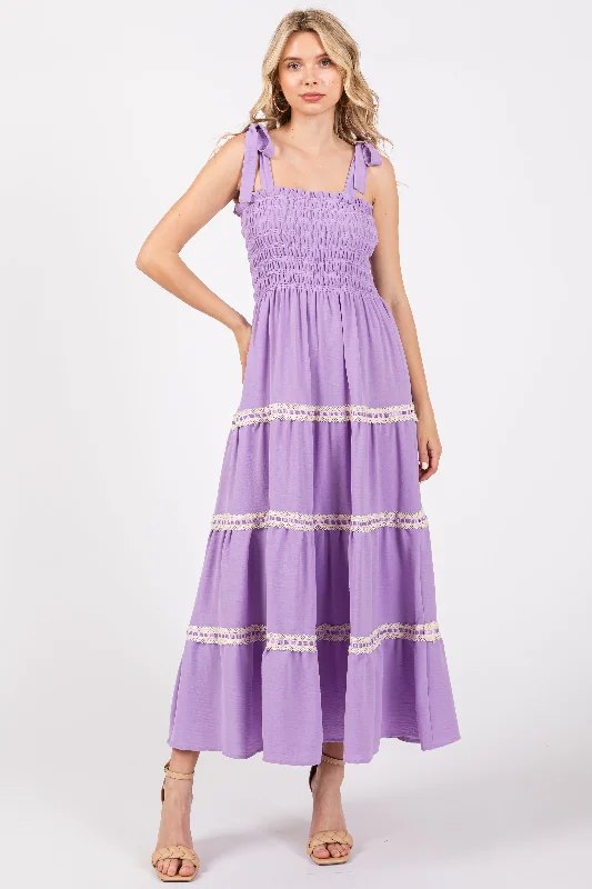 Lavender Smocked Maxi Dress Graduation maxi dresses