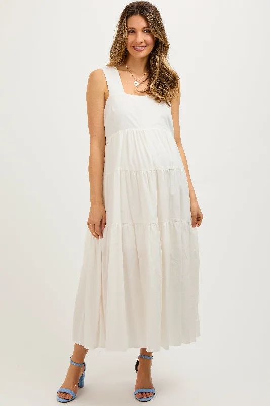 White Tiered Maternity Maxi Dress ASOS maxi dresses