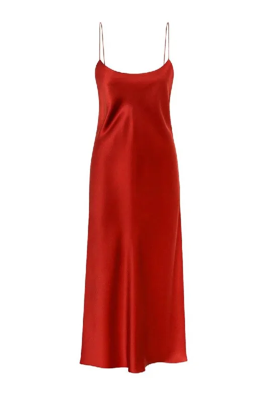 JOSEY CHILI SCOOP-NECK SILK SATIN MIDI DRESS Sleeveless midi dresses