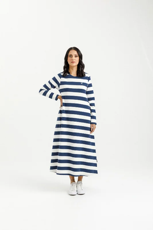 Kinsley Midi Dress Indigo Blue Stripe With Mini X Fashion Nova midi dresses