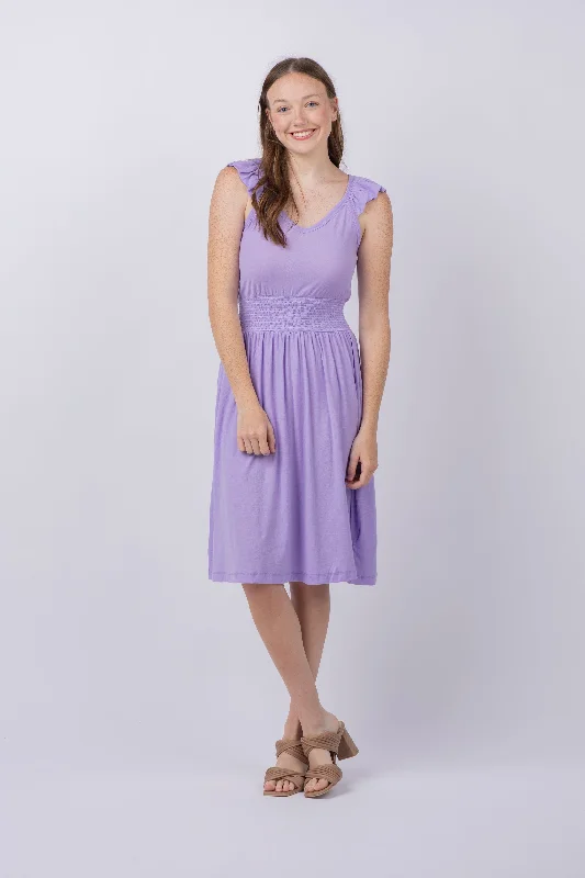 Nation Mina Ruffled Midi Dress in Lavender Fields Long sleeve midi dresses