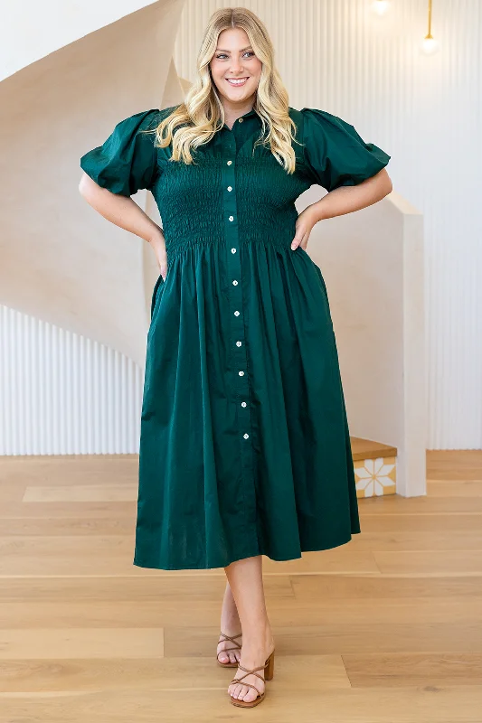 Samantha Midi Dress Dark Emerald Affordable midi dresses