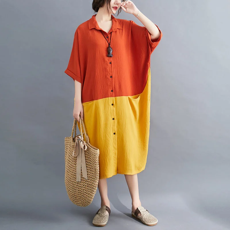 Summer Casual Linen Plus Sizes Midi Shirt Dresses Summer party midi dresses