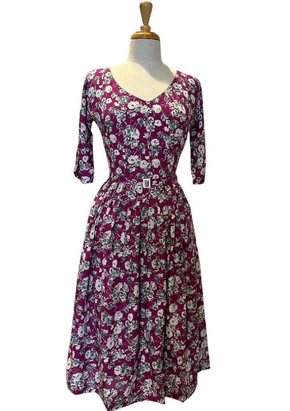 Clarissa Purple Floral Dress Vintage floral dresses