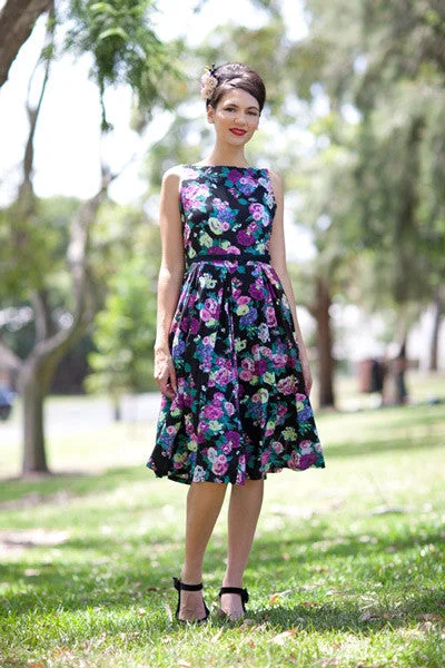 Jacki Floral Dress - Black Zara floral dresses