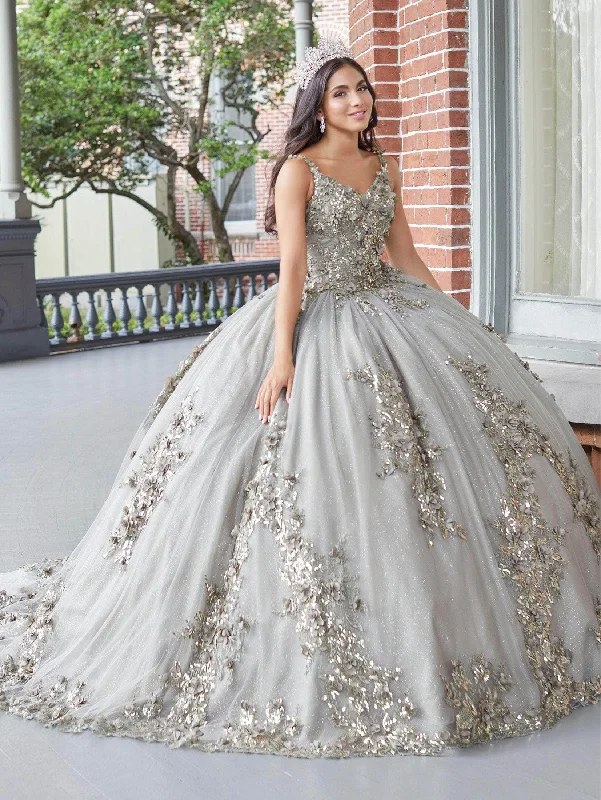 Quinceanera Collection - 26052 Floral Applique Tulle Quinceanera Dresses Wrap floral dresses