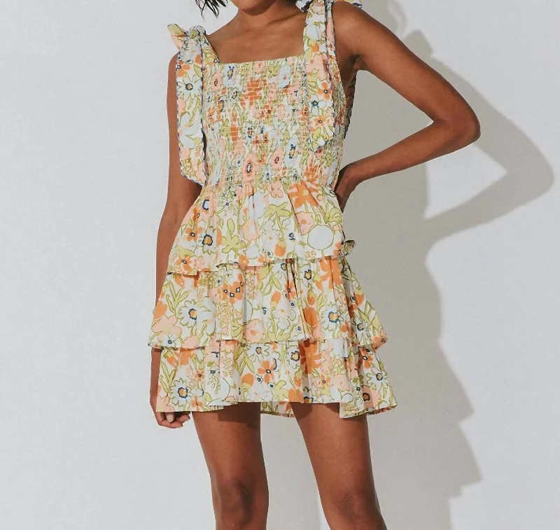 Tamara Mini Dress In Retro Floral Fitted Mini Skirt