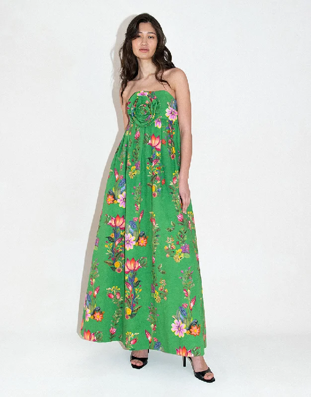 Anastasia Jacquard Maxi Gown - Sierra Jungle Green Chic Maxi Skirt