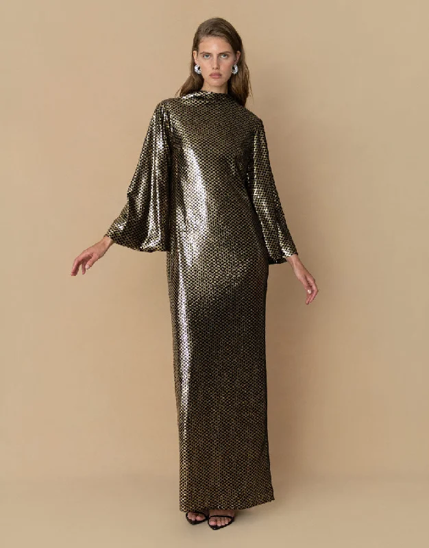 Finley Sequin Maxi Dress - Gold/Black - SALE Front Pocket Maxi