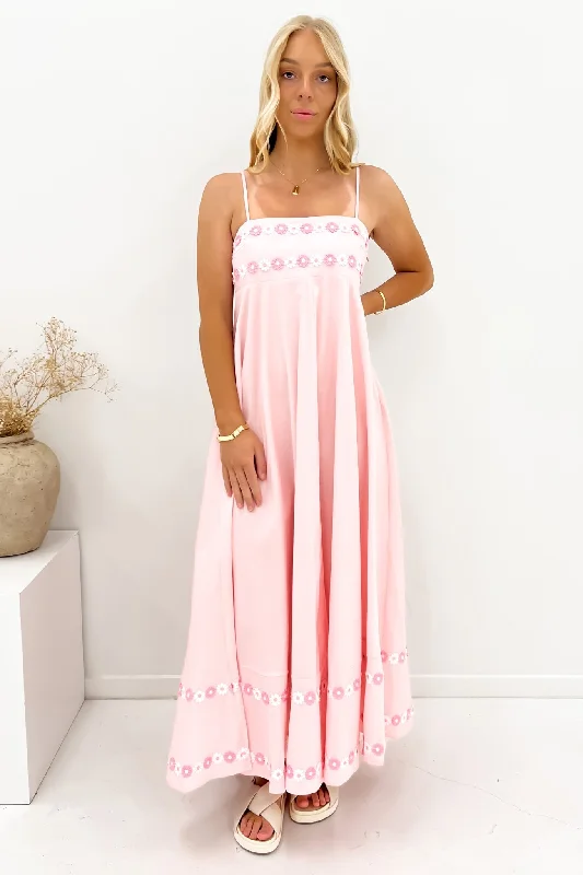 Gemma Maxi Dress Pink Flowers High-Waist Maxi Skirt