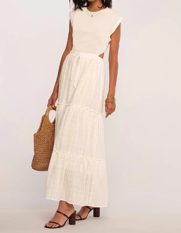 Janie Maxi Dress In Ecru Cotton Maxi Skirt