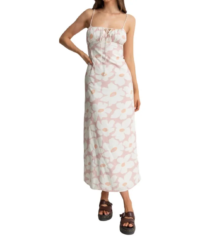 Mimi Floral Gathered Maxi Dress In Rose Bohemian Maxi Skirt