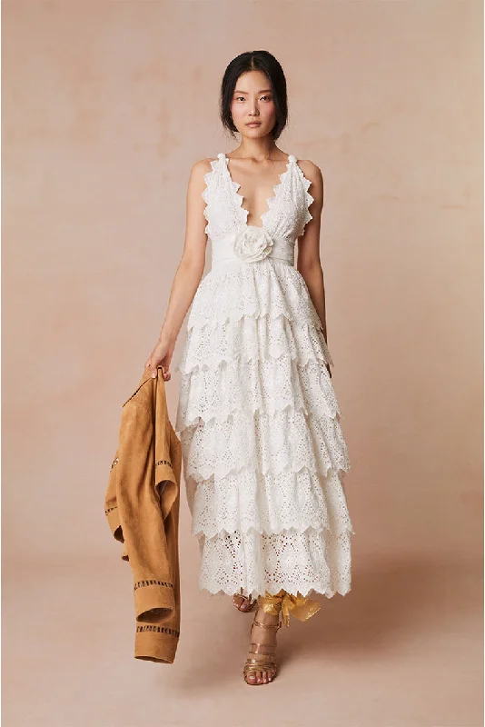 Nevis Eyelet Halter Maxi Dress Long Floral Skirt