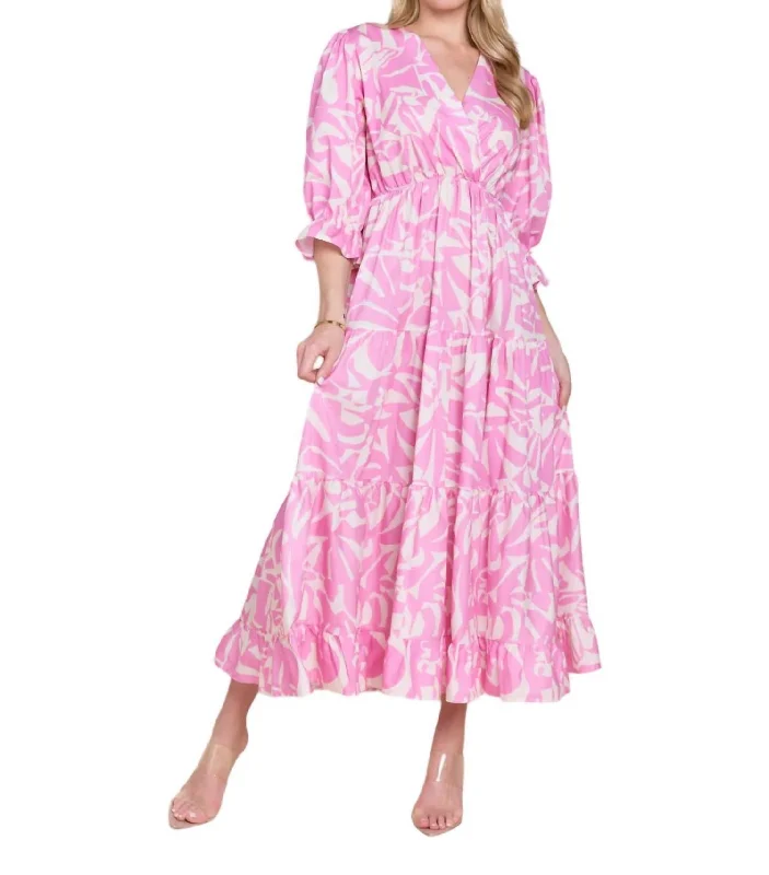 Clement Tiered Dress In Sky Hot Pink Minimalist unclassified dresses