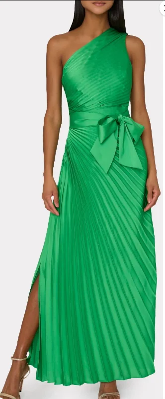 Estelle Satin Dress In Green Breathable unclassified dresses